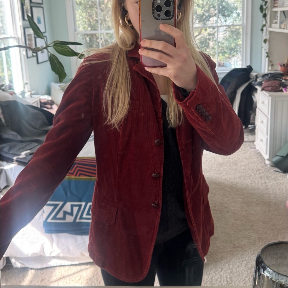 J. Crew Women's Corduroy Deep Red Blazer - Picture 4 of 7